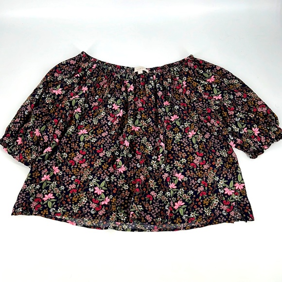 LOFT Floral Blouse - Black and Pink - Picture 1 of 3
